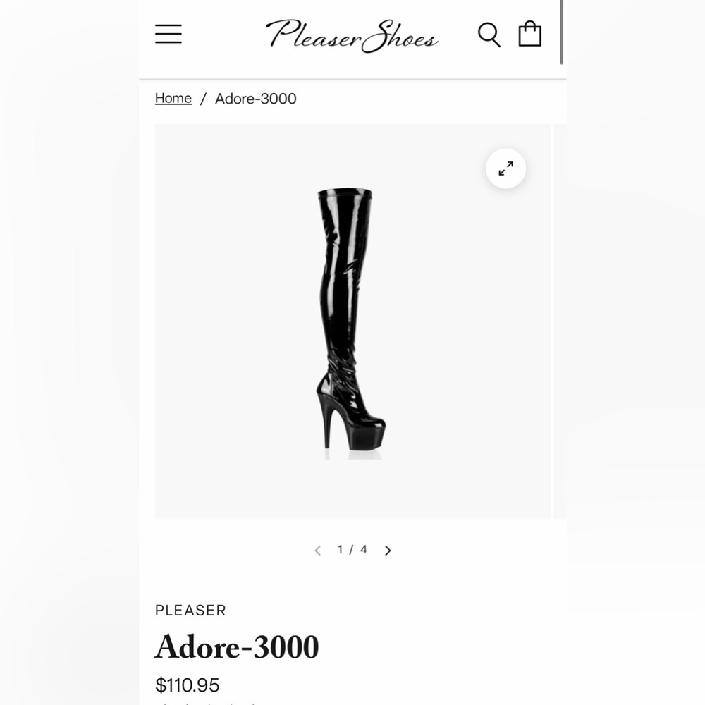 NEW IN BOX Pleaser Black Patent Over-The-Knee Platform Stiletto Boots 8